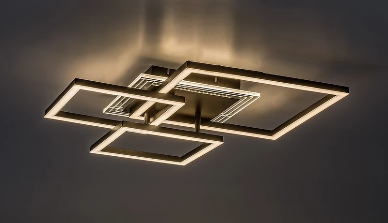 Ottavia – LED ceiling light in black with white acrylic shade, 500×500mm, 40W, 3000K