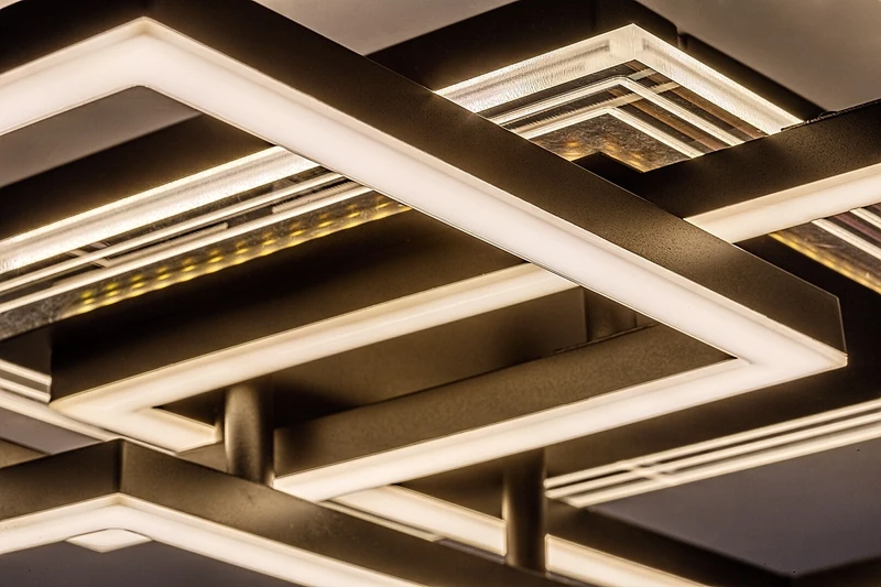 Ottavia – LED ceiling light in black with white acrylic shade, 500×500mm, 40W, 3000K