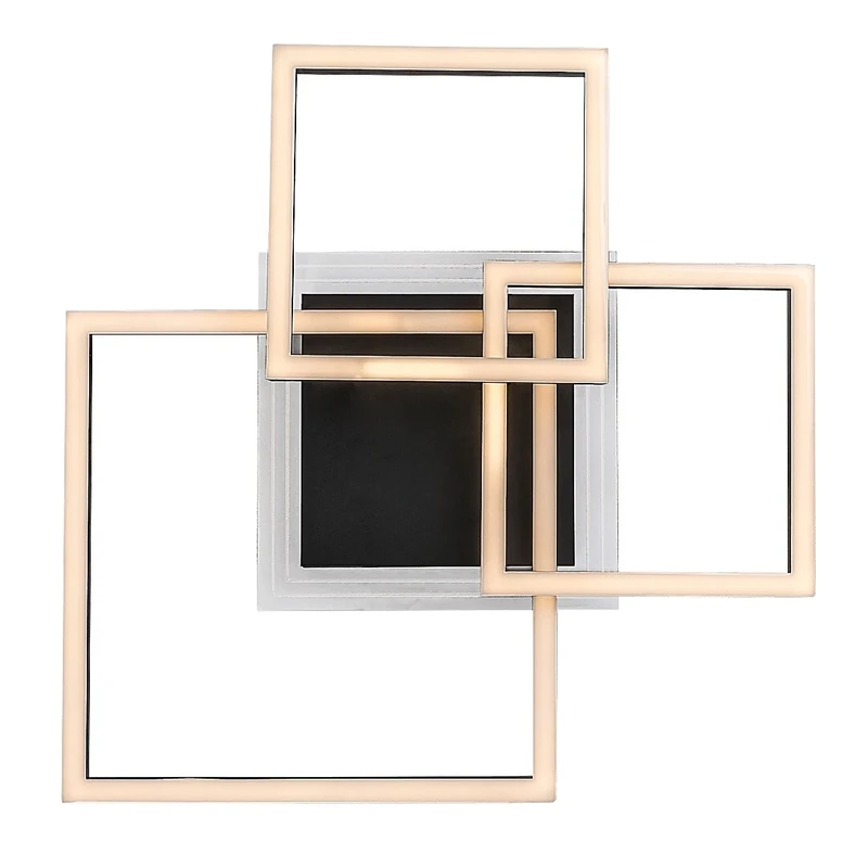 Ottavia – LED ceiling light in black with white acrylic shade, 500×500mm, 40W, 3000K