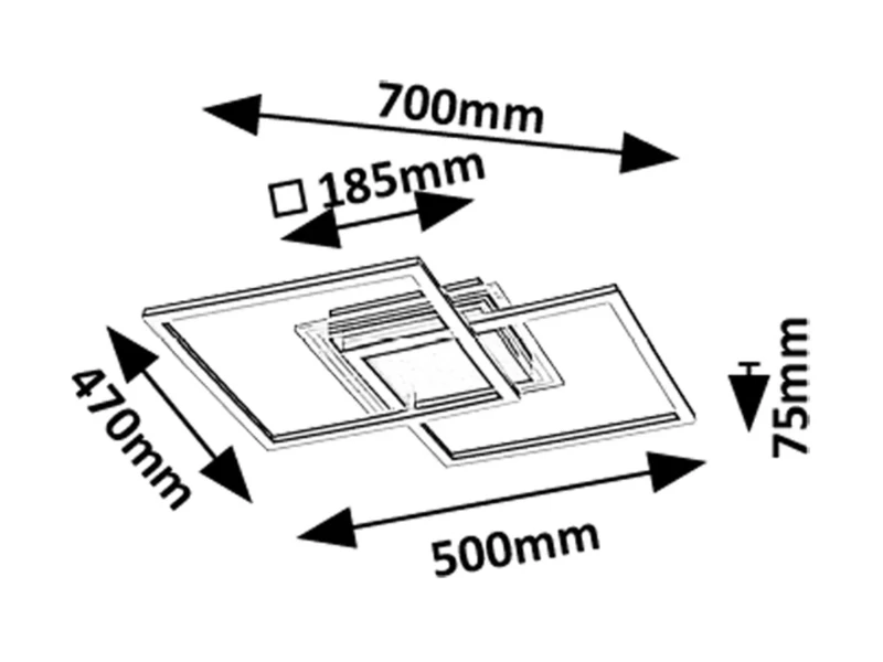 Ottavia – LED плафон в черно/бяло, 700×470мм, 28W, 3000K