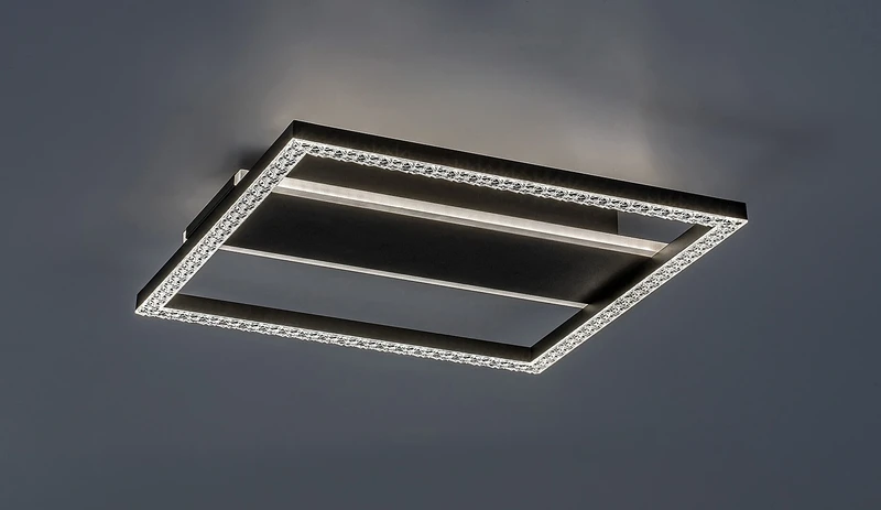 Donya – LED плафон в черно с бял акрилен абажур, 330×330мм, 24W, 4000K