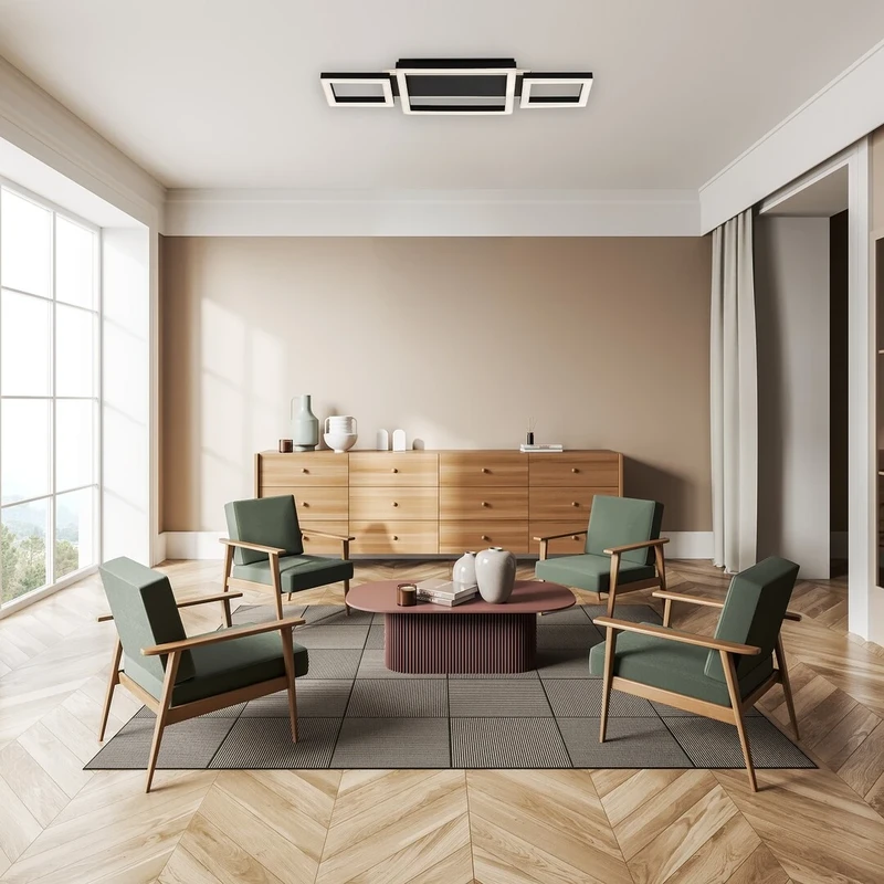 Donya – LED ceiling light in black/white, 510×220mm, 24W, 4000K