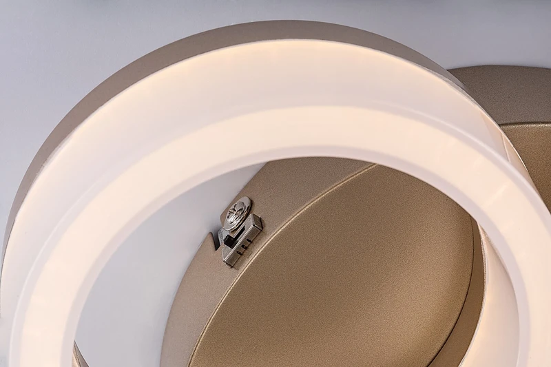Amilia – LED плафон в златисто с бели рингове, Ø510мм, 24W, 3000-6500K