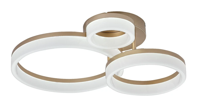 LED плафони Amilia – LED плафон в златисто с бели рингове, Ø510мм, 24W, 3000-6500K