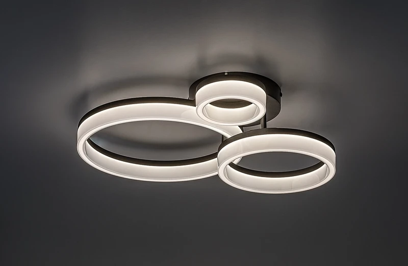 Amilia – LED ceiling light in black/white, 510×380mm, 24W, 3000-6500K