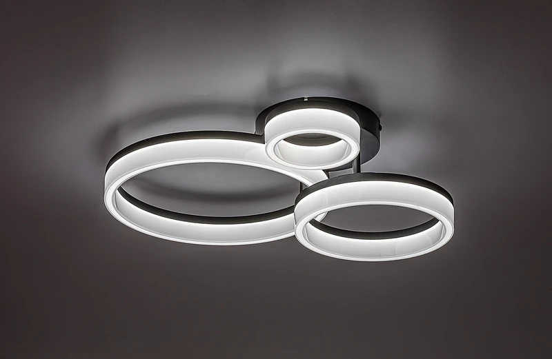 Amilia – LED ceiling light in black/white, 510×380mm, 24W, 3000-6500K