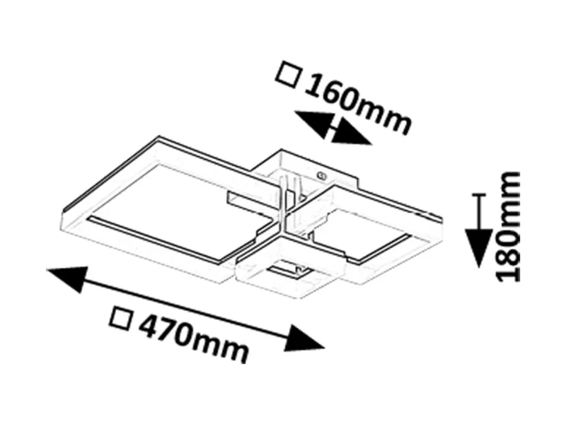 Amilia – LED плафон в черно/бяло, 470×470мм, 22W, 3000-6500K