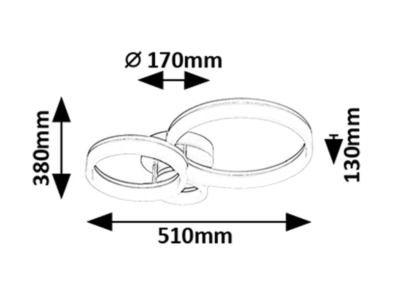 Amilia – LED плафон в хром с бели рингове, 510×380мм, 24W, 3000-6500K