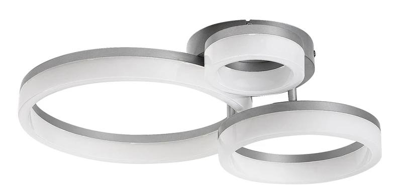 Amilia – LED плафон в хром с бели рингове, 510×380мм, 24W, 3000-6500K