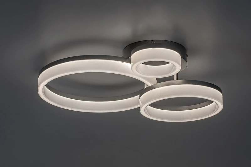 Amilia – LED плафон в хром с бели рингове, 510×380мм, 24W, 3000-6500K