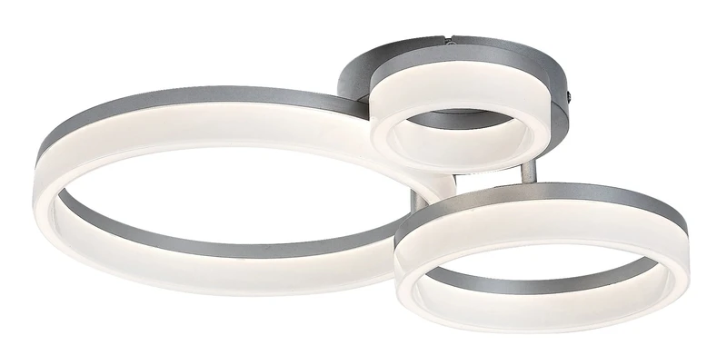 LED плафони Amilia – LED плафон в хром с бели рингове, 510×380мм, 24W, 3000-6500K