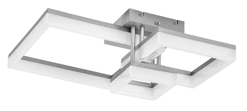 Amilia – LED плафон в хром с бял абажур, 470×470мм, 22W, 3000-6500K
