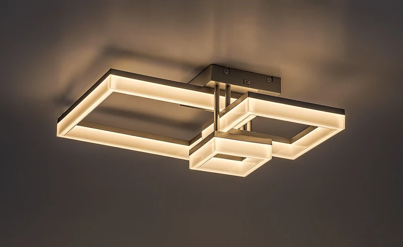 Amilia – LED плафон в хром с бял абажур, 470×470мм, 22W, 3000-6500K