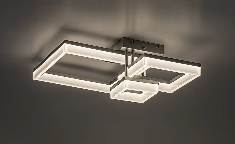 Amilia – LED плафон в хром с бял абажур, 470×470мм, 22W, 3000-6500K