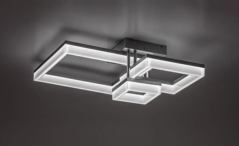 Amilia – LED плафон в хром с бял абажур, 470×470мм, 22W, 3000-6500K