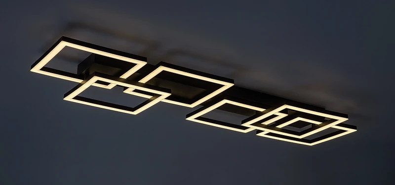 Fatma – LED ceiling light in black with white shade, 1000×330mm, 40W, 3000-6500K