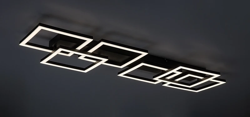 Fatma – LED ceiling light in black with white shade, 1000×330mm, 40W, 3000-6500K