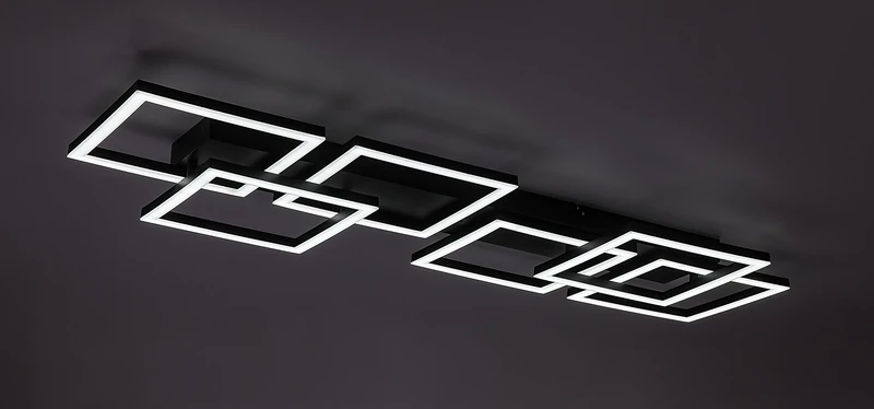 Fatma – LED ceiling light in black with white shade, 1000×330mm, 40W, 3000-6500K