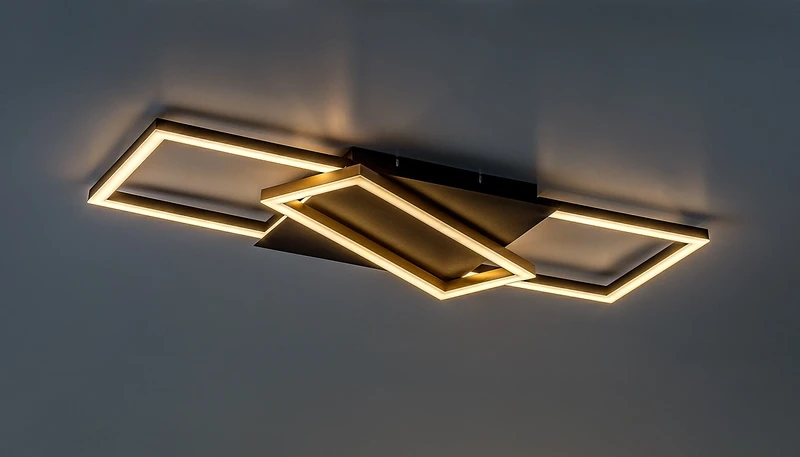 Kitlee – LED ceiling light in black/gold with white shade, 660×290mm, 40W, 3000-6500K