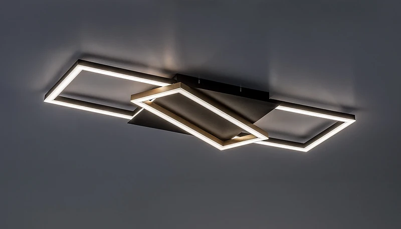 Kitlee – LED ceiling light in black/gold with white shade, 660×290mm, 40W, 3000-6500K