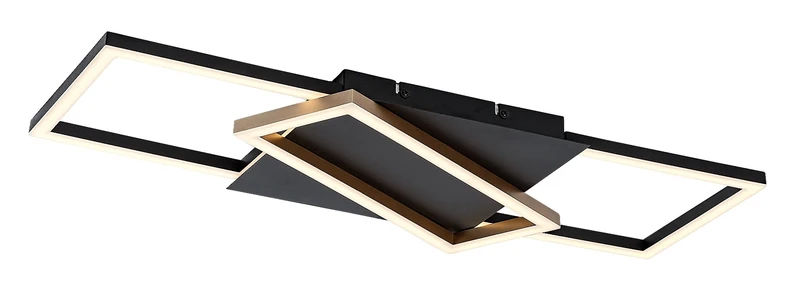 LED Ceiling Lights Kitlee – LED ceiling light in black/gold with white shade, 660×290mm, 40W, 3000-6500K
