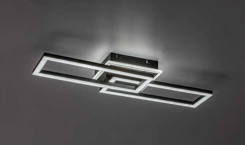 Ramin – LED ceiling light in black with white shade, 600×220mm, 30W, 3000-6500K