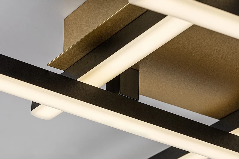 Demir – LED плафон в черно/златисто с бели абажури, 550×550мм, 24W, 4000K