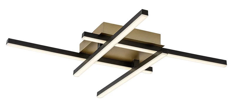 LED плафони Demir – LED плафон в черно/златисто с бели абажури, 550×550мм, 24W, 4000K