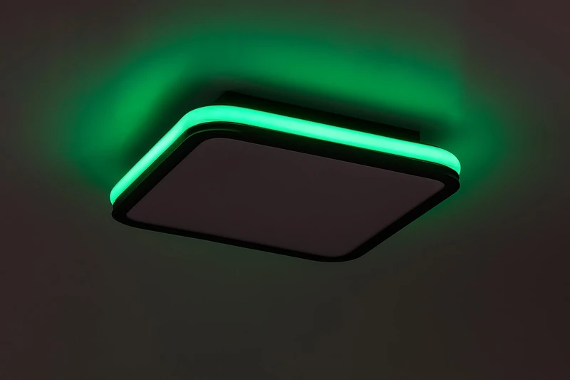 Serkan – LED плафон с RGB в черно/бяло, 350×350мм, 43W, 3000-6500K