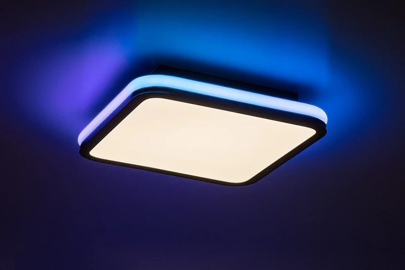 Serkan – LED плафон с RGB в черно/бяло, 350×350мм, 43W, 3000-6500K