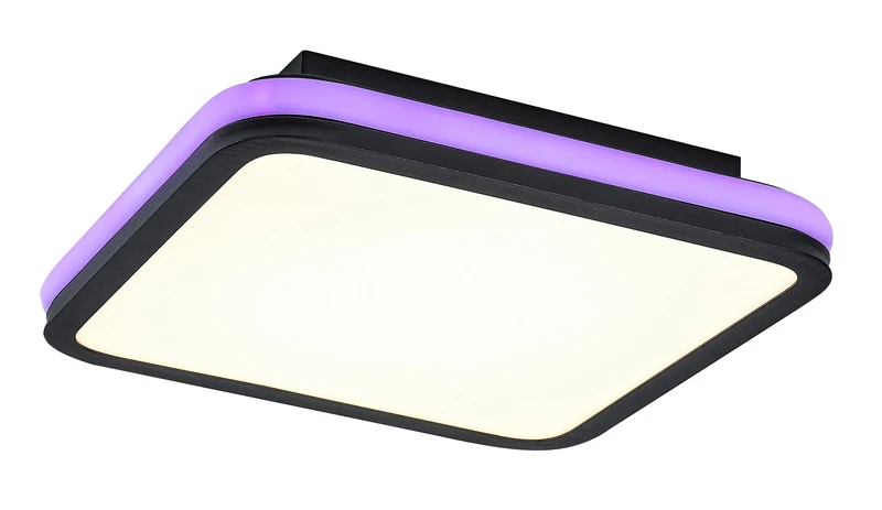 Serkan – LED плафон с RGB в черно/бяло, 350×350мм, 43W, 3000-6500K