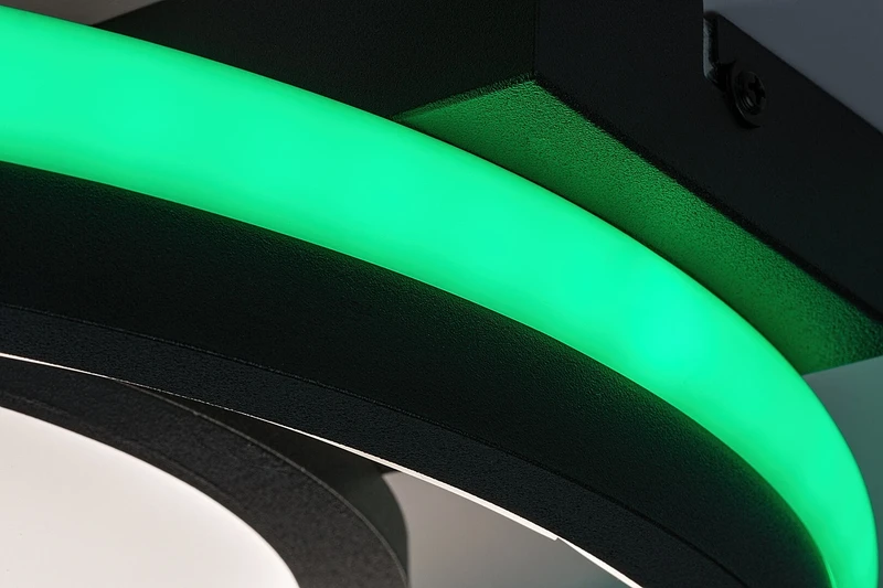 Shirin – LED плафон в черно с бял абажур, Ø430мм, 40W, 3000-6500K, RGB