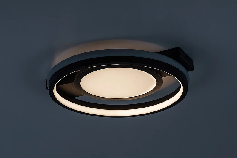 Shirin – LED плафон в черно с бял абажур, Ø430мм, 40W, 3000-6500K, RGB