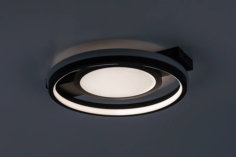 Shirin – LED плафон в черно с бял абажур, Ø430мм, 40W, 3000-6500K, RGB