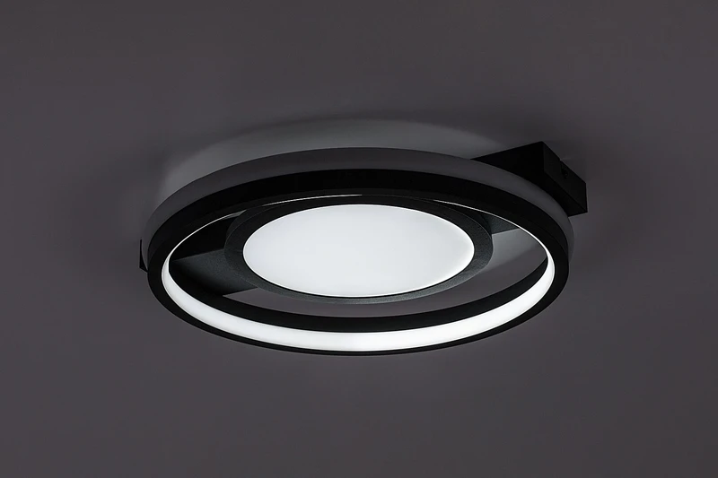 Shirin – LED плафон в черно с бял абажур, Ø430мм, 40W, 3000-6500K, RGB