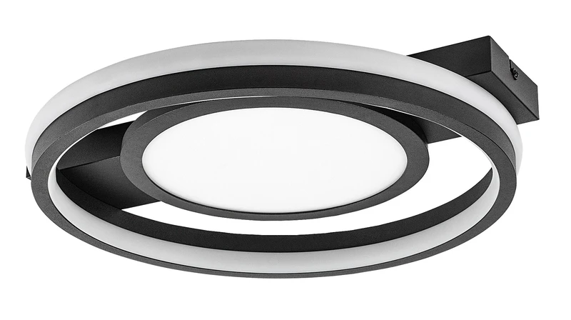 LED плафони Shirin – LED плафон в черно с бял абажур, Ø430мм, 40W, 3000-6500K, RGB