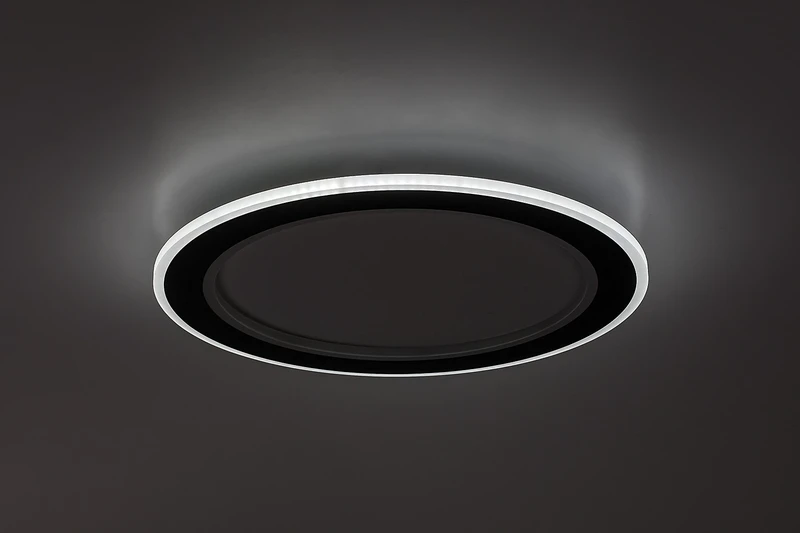 Golwen – LED плафон в черно с бял акрилен абажур, Ø450мм, 22W, 3000-6500K