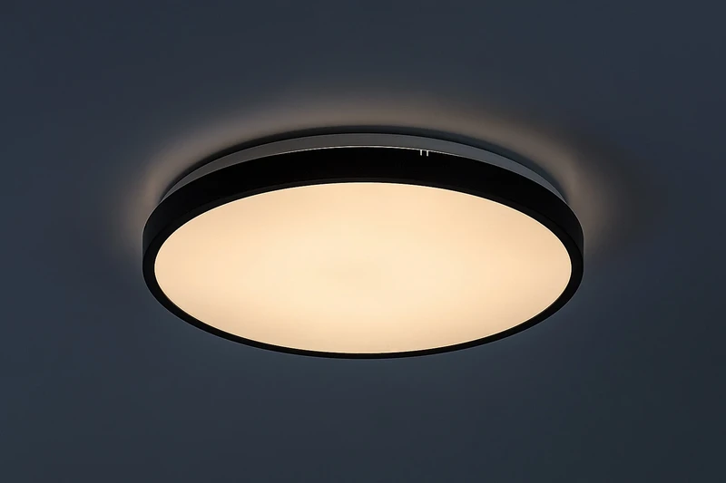 Alenzo – LED panel in black with white shade, Ø420mm, 36W, 3000-6000K, IP44