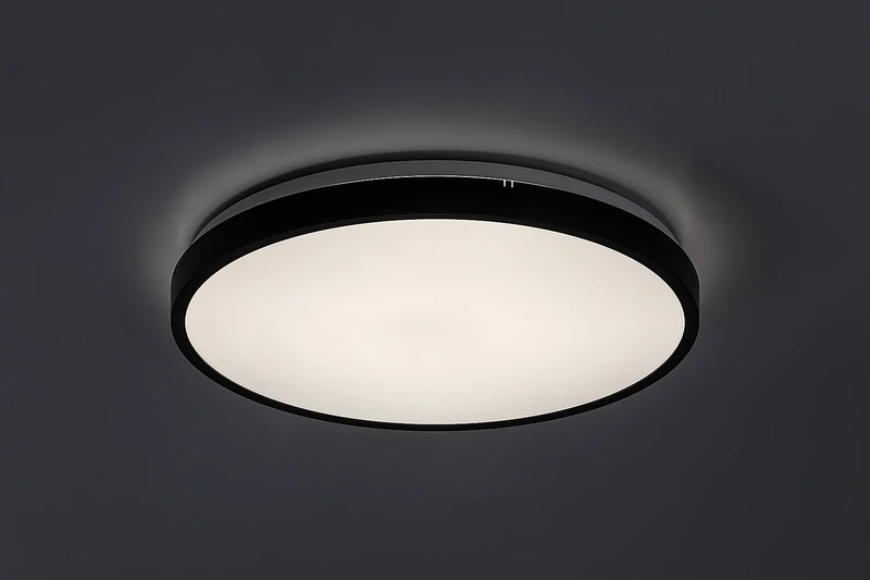 Alenzo – LED panel in black with white shade, Ø420mm, 36W, 3000-6000K, IP44