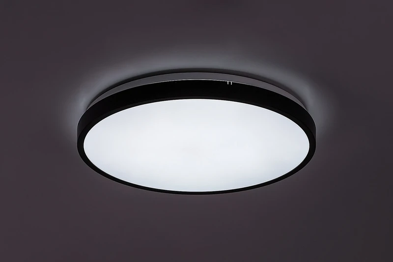 Alenzo – LED panel in black with white shade, Ø420mm, 36W, 3000-6000K, IP44