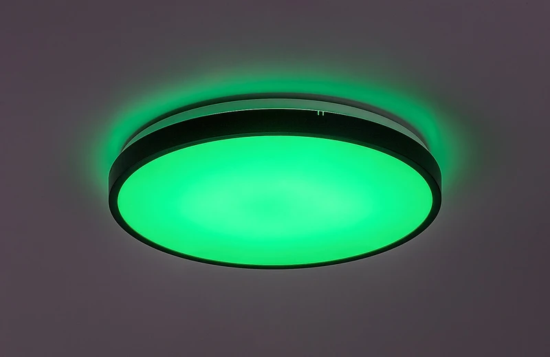 Alenzo – LED panel in black with white shade, Ø420mm, 36W, 3000-6000K, IP44