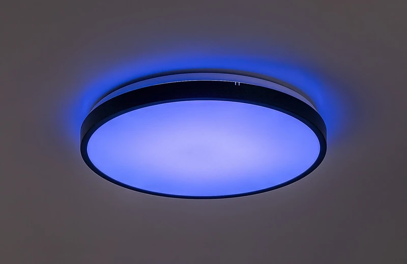 Alenzo – LED panel in black with white shade, Ø420mm, 36W, 3000-6000K, IP44