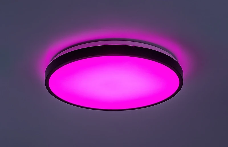 Alenzo – LED panel in black with white shade, Ø420mm, 36W, 3000-6000K, IP44
