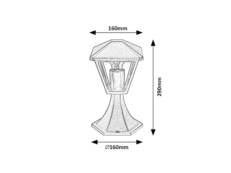 Paravento – classic garden lamp in black with clear glass, 160×290mm, IP44, 1×E27