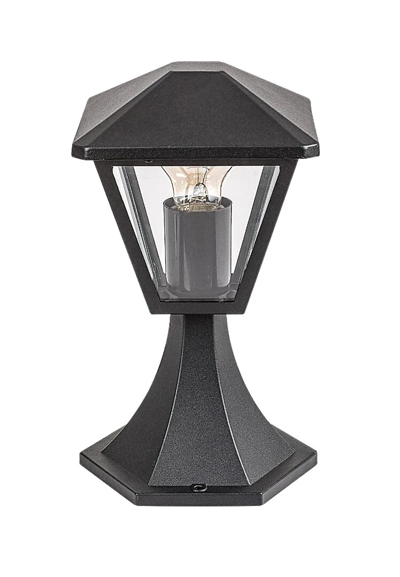Bollard Lights Paravento – classic garden lamp in black with clear glass, 160×290mm, IP44, 1×E27