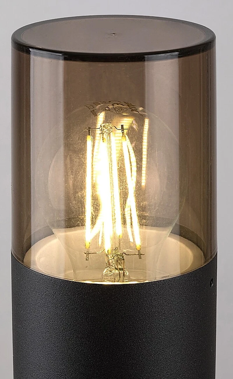 Teplice – garden floor-standing lamp in black matt, Ø80mm, H600mm, 1×E27, IP44