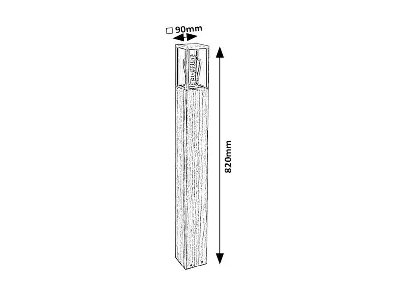Wales – outdoor floor-standing lamp in oak with clear glass, 90×820mm, 1×E27, IP44
