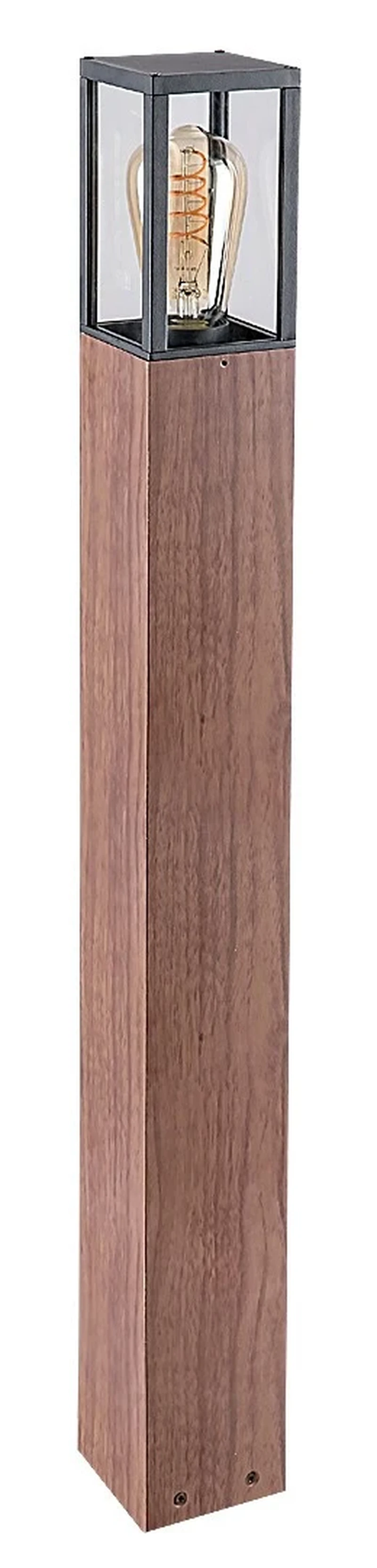 Bollard Lights Wales – outdoor floor-standing lamp in oak with clear glass, 90×820mm, 1×E27, IP44