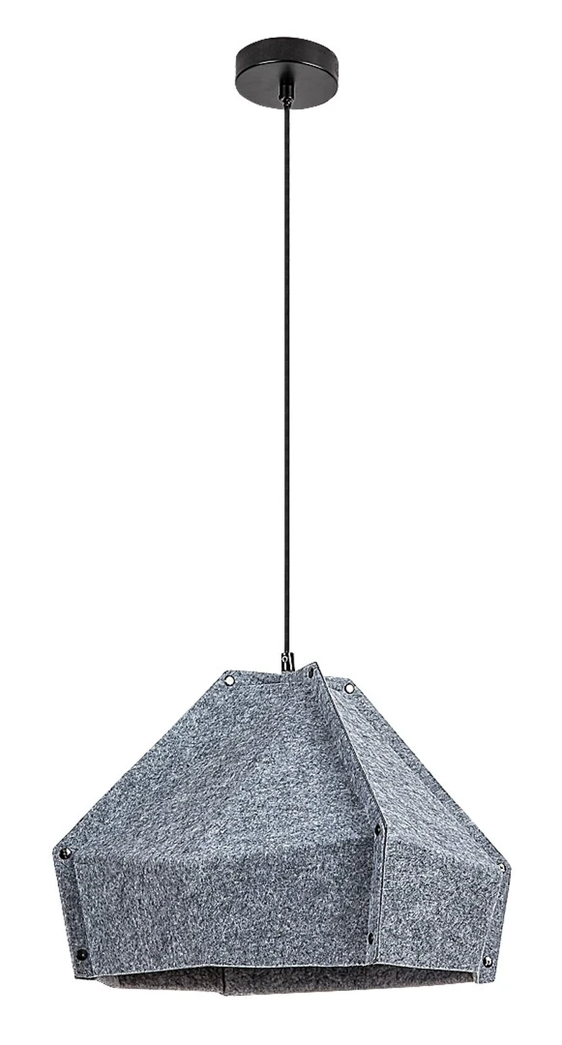 Lomiro – modern pendant in grey with felt shade, Ø440mm, 1×E27
