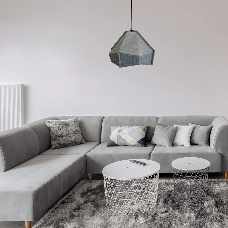 Lomiro – modern pendant in grey with felt shade, Ø440mm, 1×E27